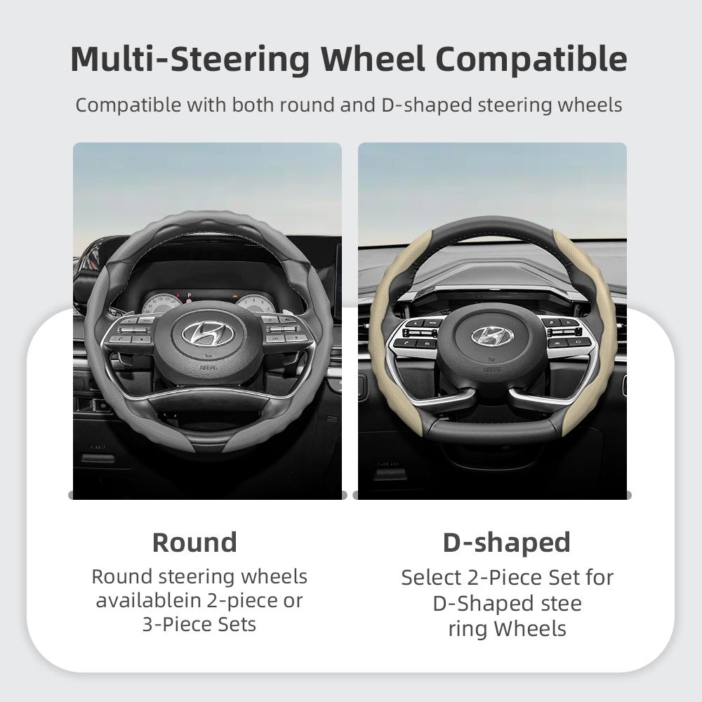 Adatto per Coprivolante Hyundai con Design Sportivo Ondulato, Pelle Traspirante, Segmentato Antiscivolo, Copertura Protettiva Assorbi Sudore per I30