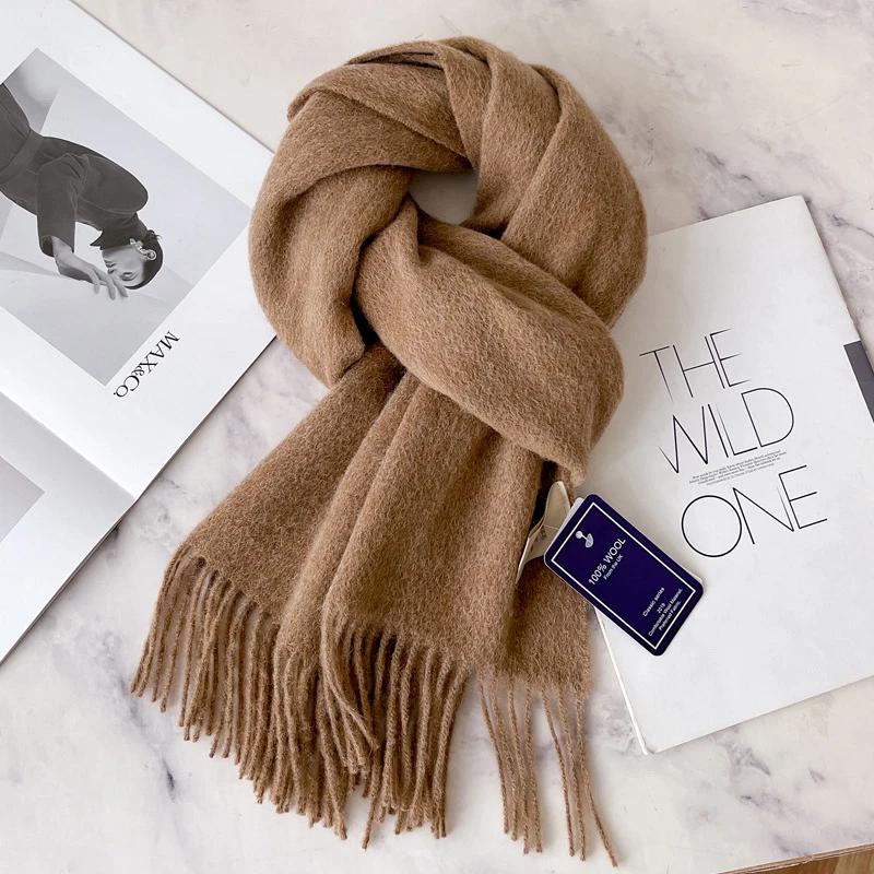 Winter Narrow Scarf 28 Color 100% Wool Scarf Hot Selling Solid Color Scarf Men's and Women's Universal Warm and Cold Proof Scarf