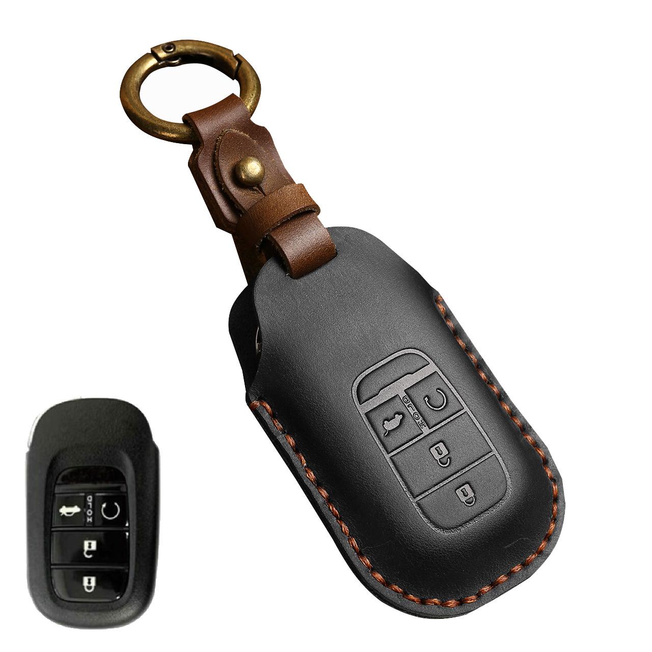 

Crazy horse leather key cover is suitable for Honda New Civic 12th generation car keychain key bag trendy car accessories