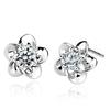 925 Sterling Silver Fashion Flower Shape AAA Zircon Earrings Gift Jewelry