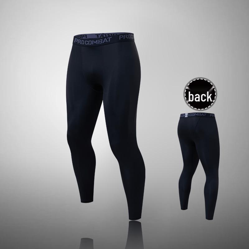 Men's High-Elastic Compression Sports Leggings: Quick-Dry, Long Pants for Running, Basketball & Fitness.
