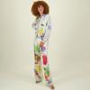 Satin Print Loose Pants Sets Women Causal Long Sleeve Shirts Two Piece Sets Female Outfits Streetwear