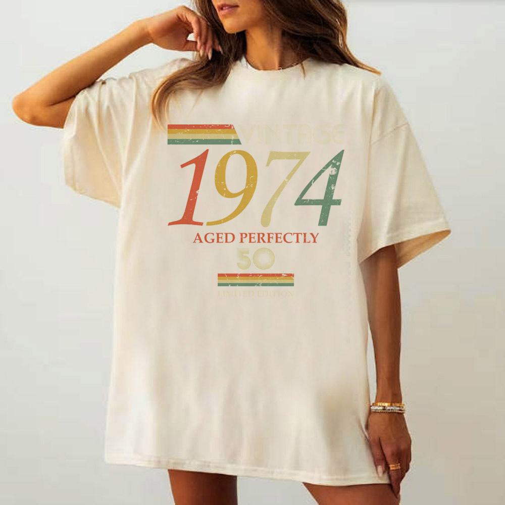1974 t shirt weiblich Damen Bequem Vintage harajuku Pastell 2000er t shirt Gothic anime Retro Ästhetik Atmungsaktiv hip hop