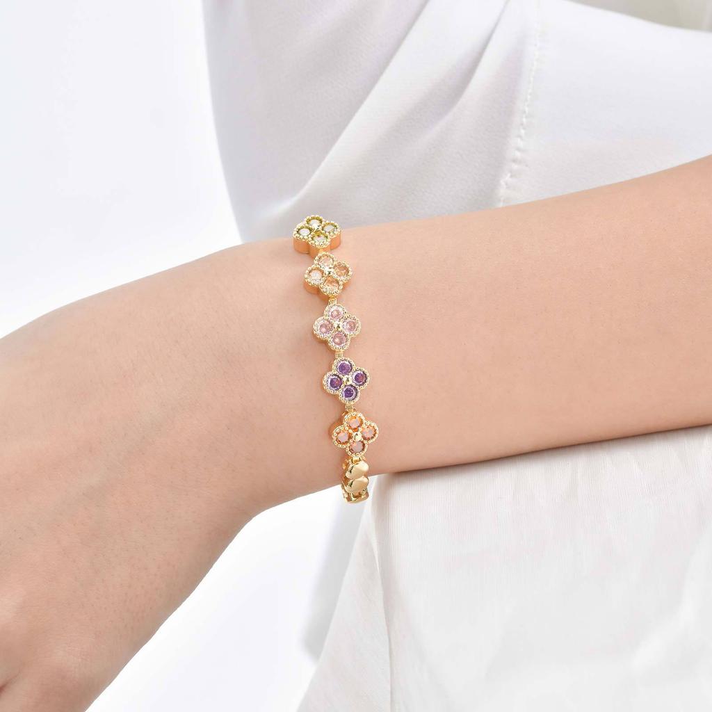 Elegant Luxury Flower Copper Bracelet Women'S Color Zircon Multi-Style Jewelry Accessories Bracelet Fashion Pbr-266