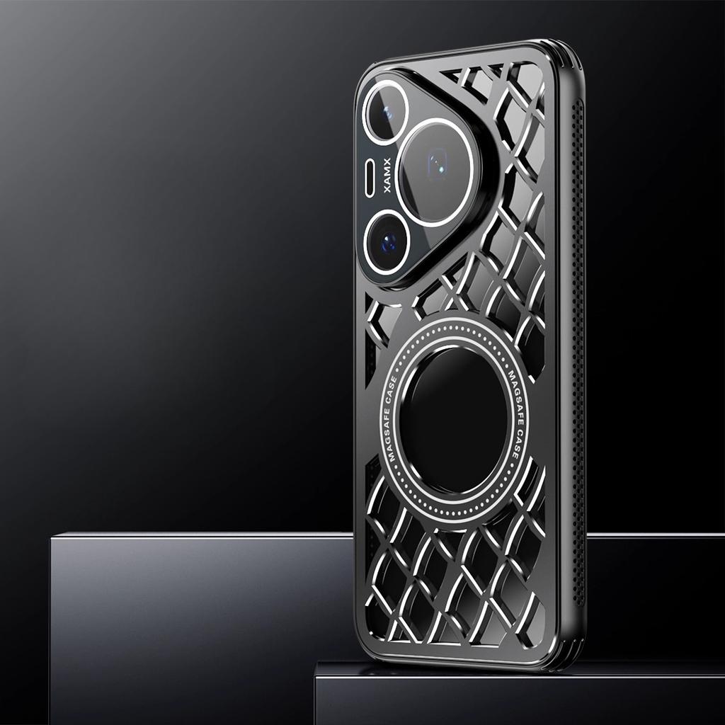 Aluminum Alloy Heat Dissipation Magnetic Ring Case For HUAWEI Pura 80Pro + 80 Ultra Magsafe Wireless Charging Shockproof Cover