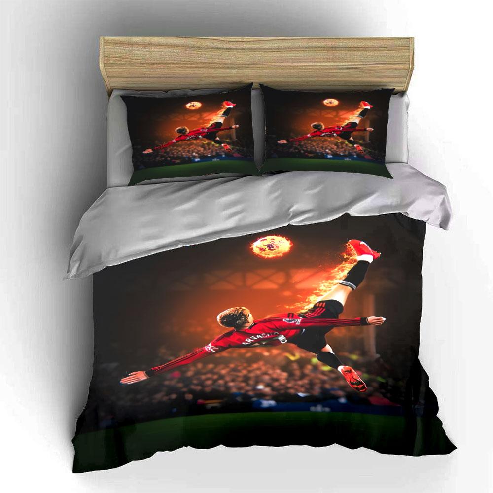 "Blazing Soccer Passion Ignites." Bedding Sets Duvet Covers Pillowcases(1* Duvet Cover 2* Pillowcases Without Duvet Insert)