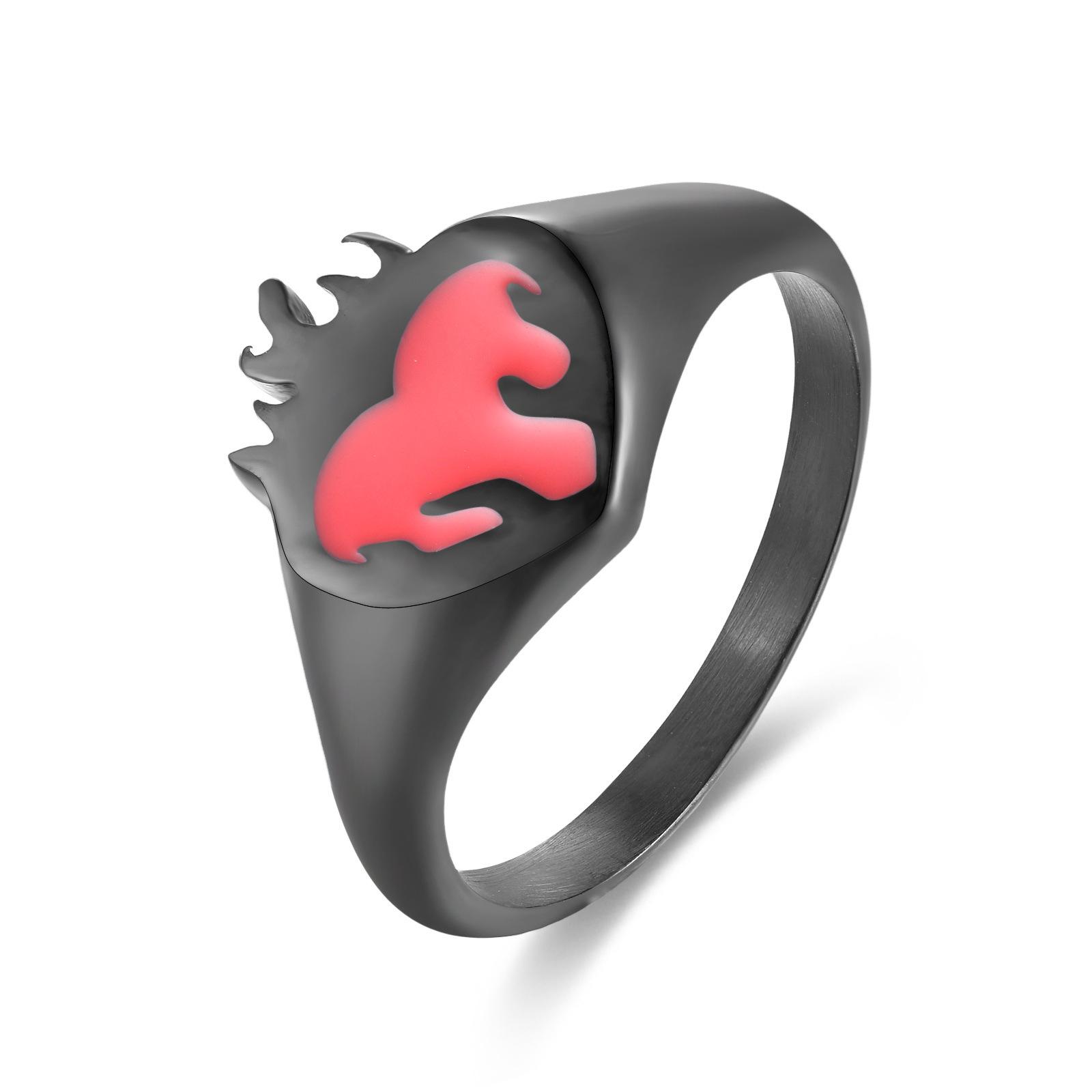 

Simple Creative Flame Love Style Dripping Titanium Steel Ring Women S, Hip-Hop Heart-Shaped Stainless Steel Women S Ring no. 12 чорний