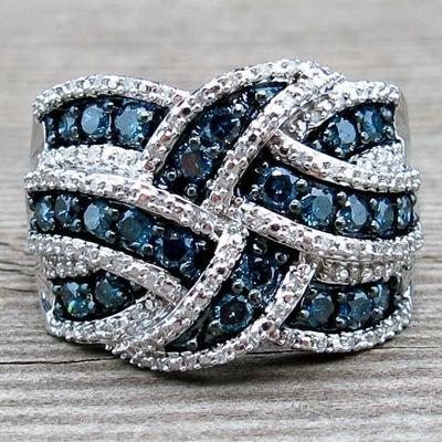 Anello di Fidanzamento Esagerato Sanjie Zaffiro e Argento 925 Placcato per Donne Europee e Americane