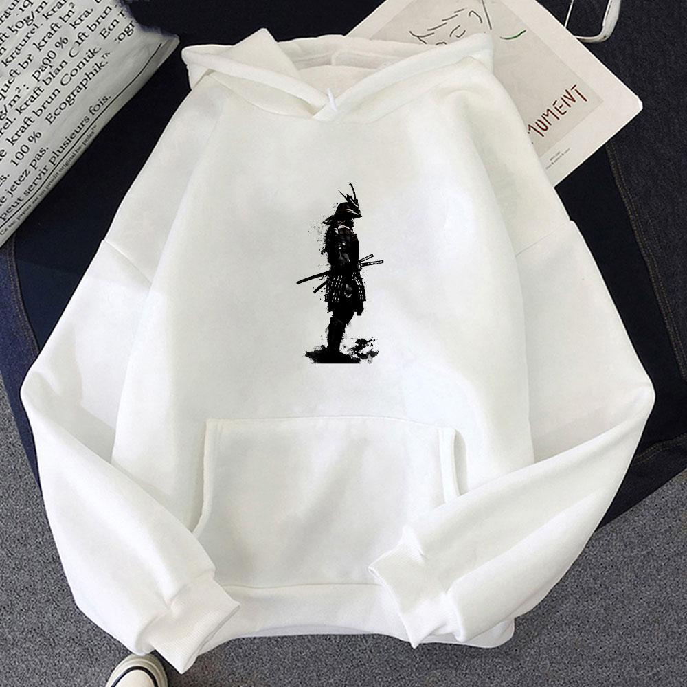 Japan Samurai Armor Katana Ink Style Potištěná mikina s kapucí Grafický potisk Vintage mikina Pop Neformální oblečení Hoody