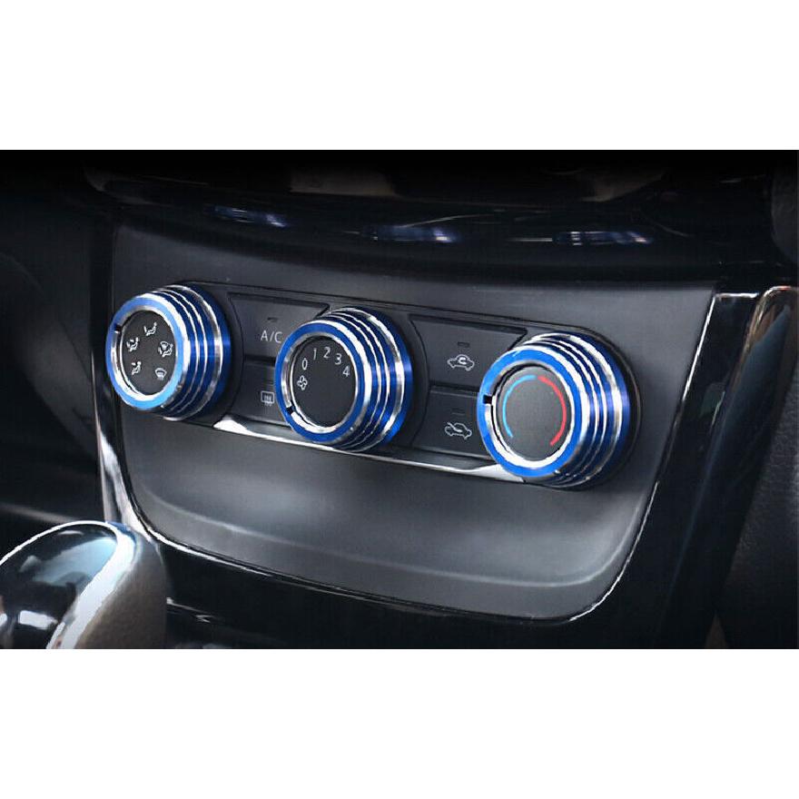 Blue Alloy Center Console AC Switch Knob Ring For Nissan Sentra Sylphy 2013-