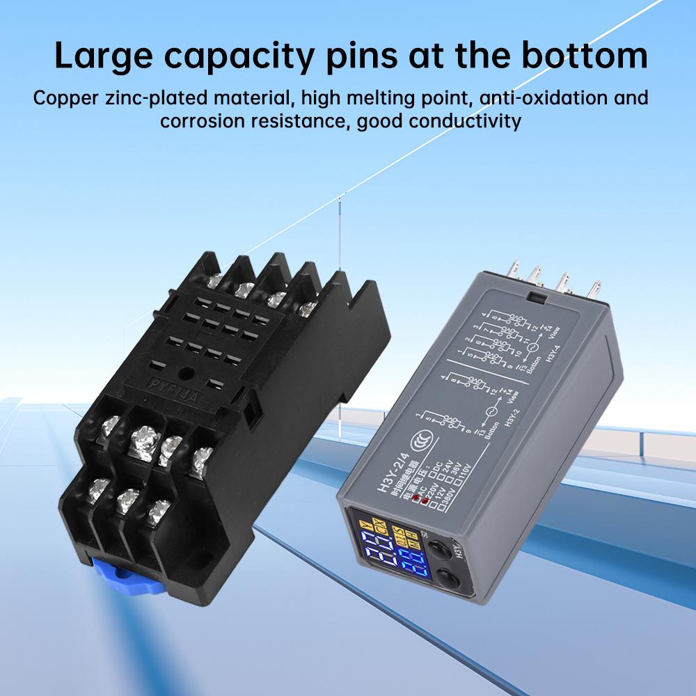 DC12V DC24V AC220V Small Adjustable Digital Display Time Relay H3Y-4 Cycle Time Control Delay Device