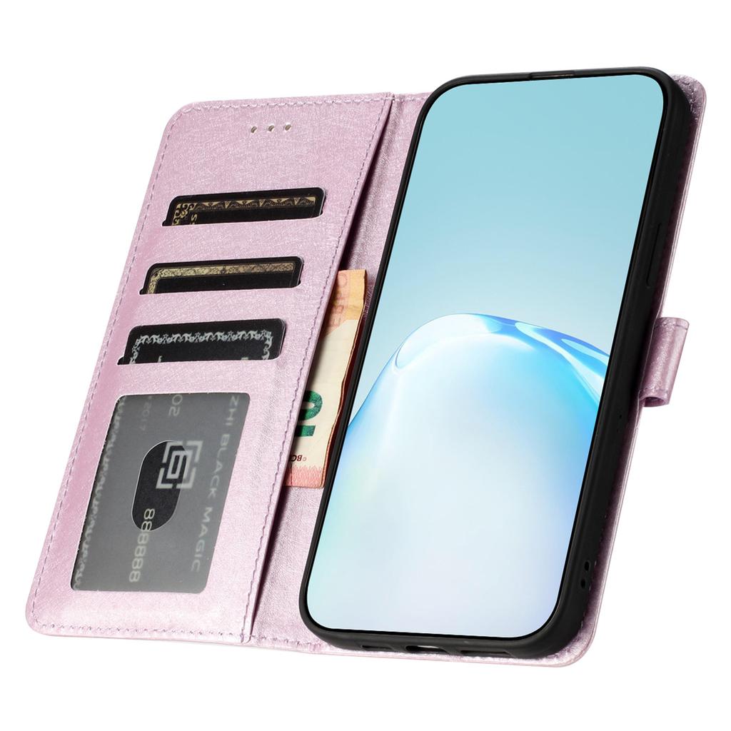 For iPhone 16 Case Silk Texture Leather Phone Cover Wallet with Credit Card Holder