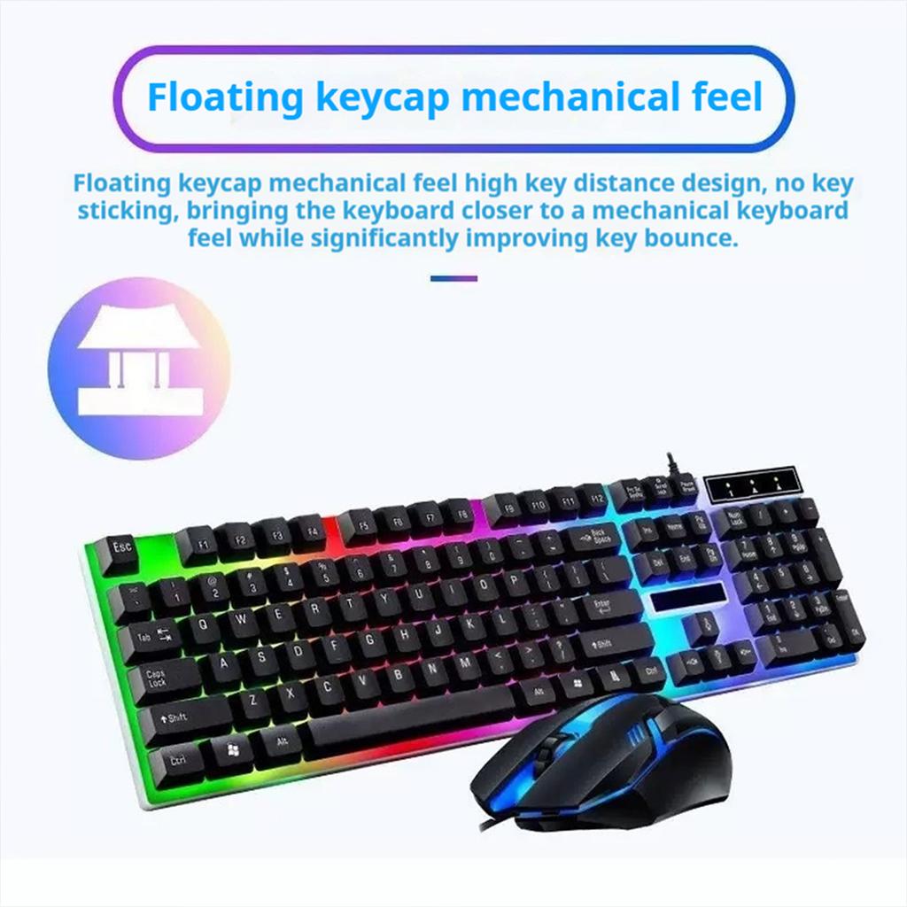 Gamer Keyboard And Mouse PC Gaming Keyboard RGB Backlit Keyboard Rubber Keycaps Wired English Keyboard Mouse Gamer Gaming Mouse