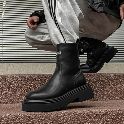Modische Herren-Stiefel mit hohem Schaft Designer Minimalistischer Stil Freizeit Business oder Büro Outdoor Herbst- und Winterstiefel Dicke Sohle Neu