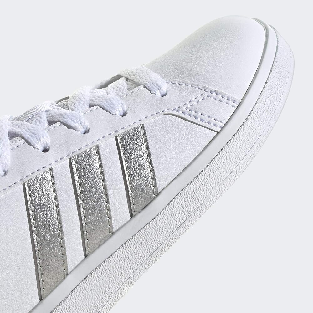 Kids Grand Court 2.0 Sneakers for Boys and Girls White Matte Silver 17.5 cm Footwear