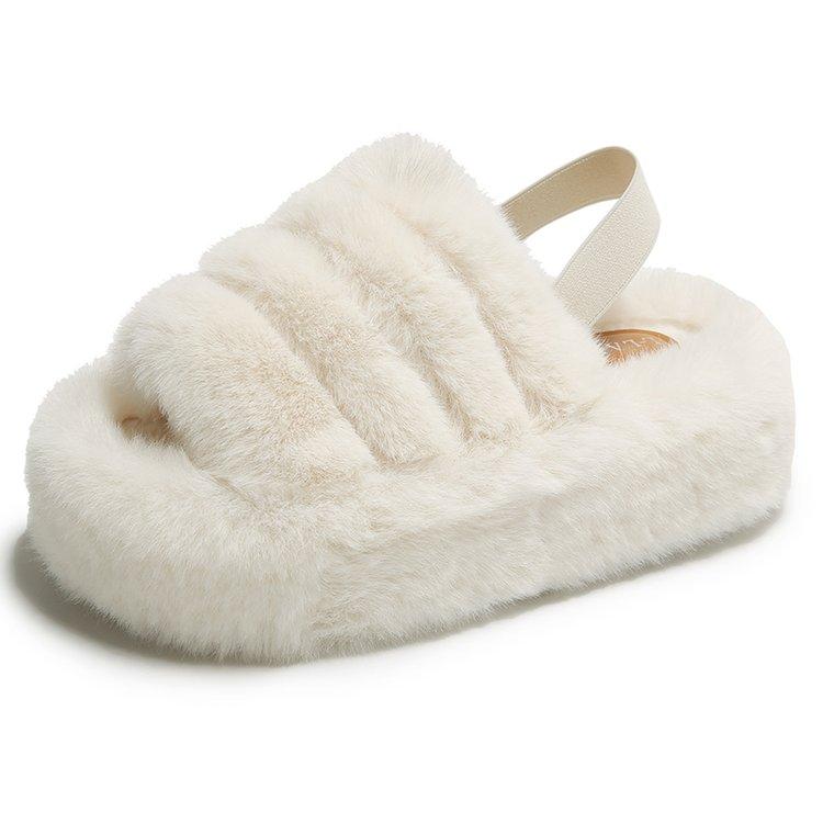 Fashion Versatile Fluffy Slippers for Women's Outward Wear 2025 Autumn and Winter New Indoor Home Cotton Mops