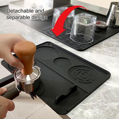 Silicone Coffee Machine Mat Non-Slip Heat Resistant Bar Tray with Removable Drying Rack Spill-Proof Cafe Accessories