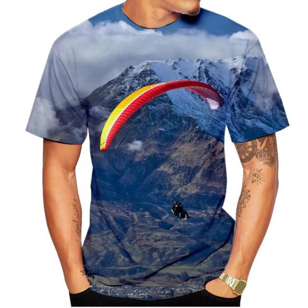 Summer Men's 3D Printed Crew Neck T-Shirt Fashion Versatile Breathable Trend Casual