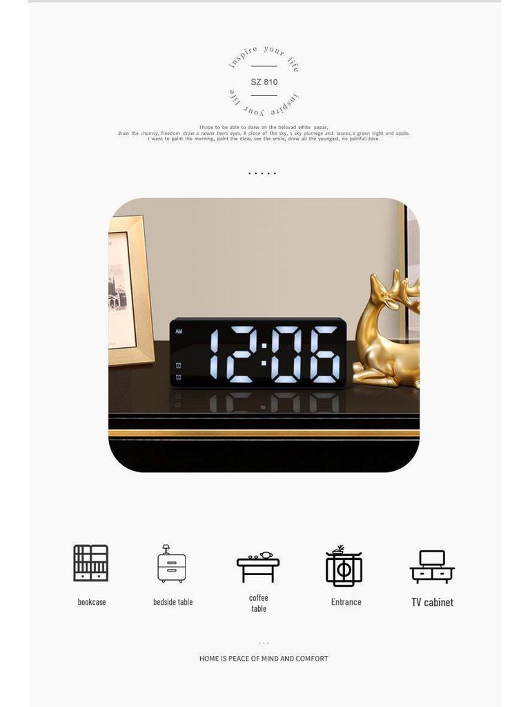 LED Multi-Function Mirror Alarm Clock: Makeup Mirror with Battery & Plug-in Options