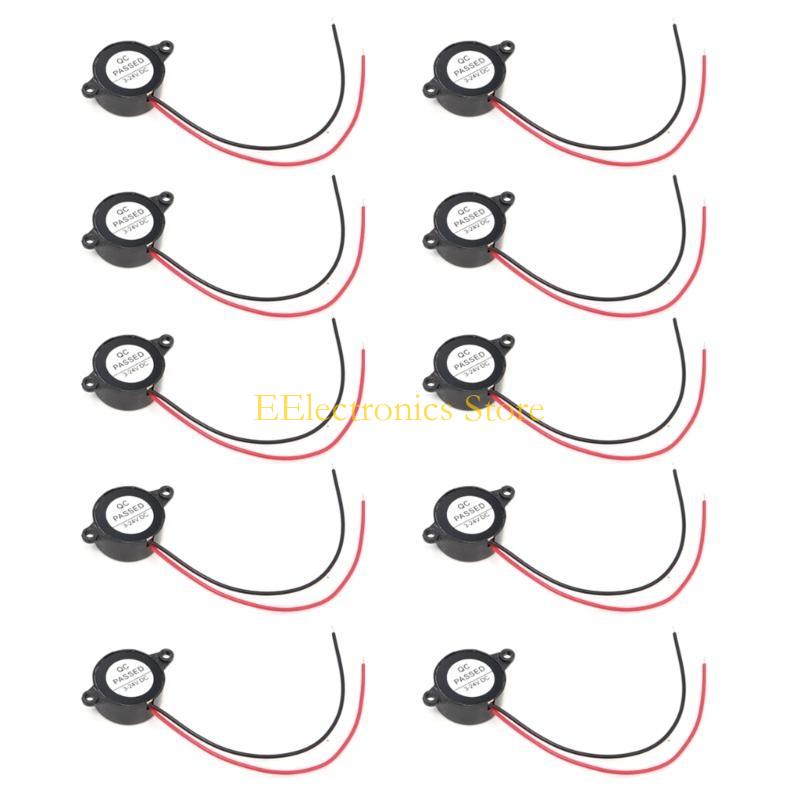 B03C Set of 10pcs Loud Piezoelectric Buzzers Active Piezo Buzzers 3-24V Continuous Beep Alarms for Electronic Application