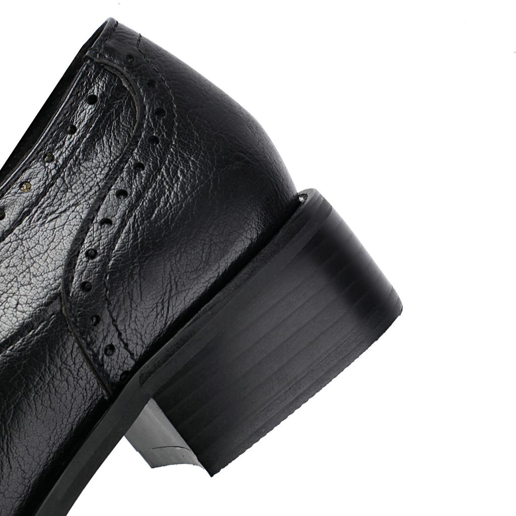 Comfortable Oxfords Flats Stylish Women's Perforated Heeled Brogue Wingtip Classic Lace-up Saddle Shoes Leather Walk Wear