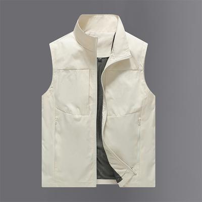 Breathable Vest for Men's Spring, Summer, Autumn, Outdoor Standing Collar, Multi Pocket Work Clothes, Casual Youth, Middle-aged and Elderly Vest