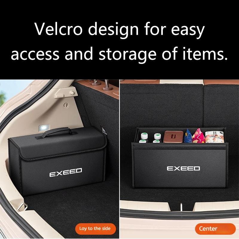 Car Leather Trunk Storage Box Foldable Carbon Fiber Fit For EXEED EX LX VX TXL RX EXEED ET TX 2025 Car Organizer Bag Accessories