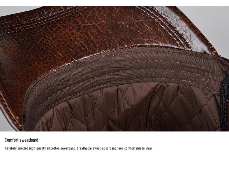 Herren Winter Flachkappe aus Rindsleder mit Ohrenschutz