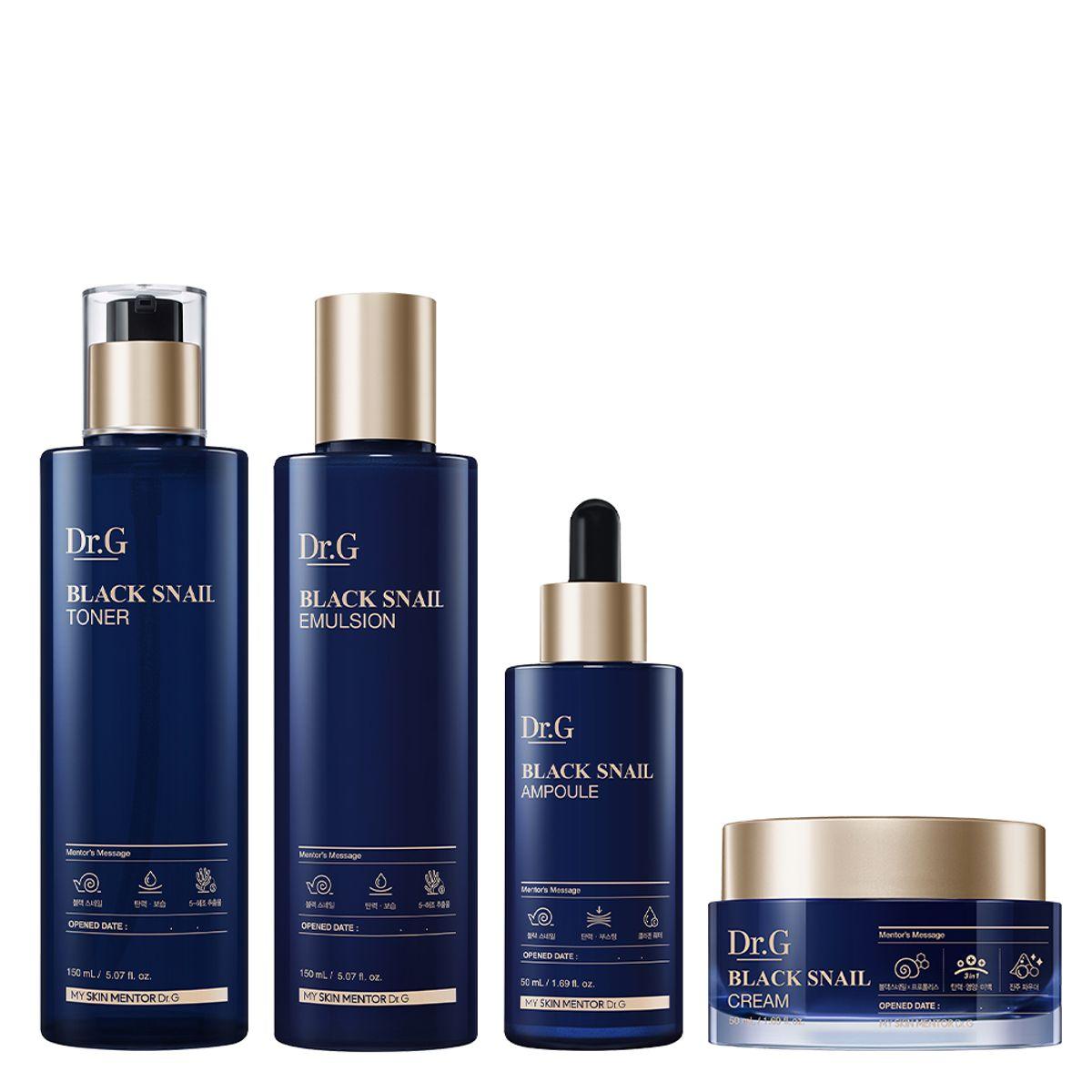 

Dr.G Black Snail Prestige 4-Step Skincare Set — Toner 150ml + Emulsion 150ml + Ampoule 50ml + Cream 50ml