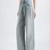 Spring & Autumn 2025 Women's High-Waisted Light Wide-Leg Jeans: Trendy Versatile Slimming Straight-Leg with Hot Drill Design.
