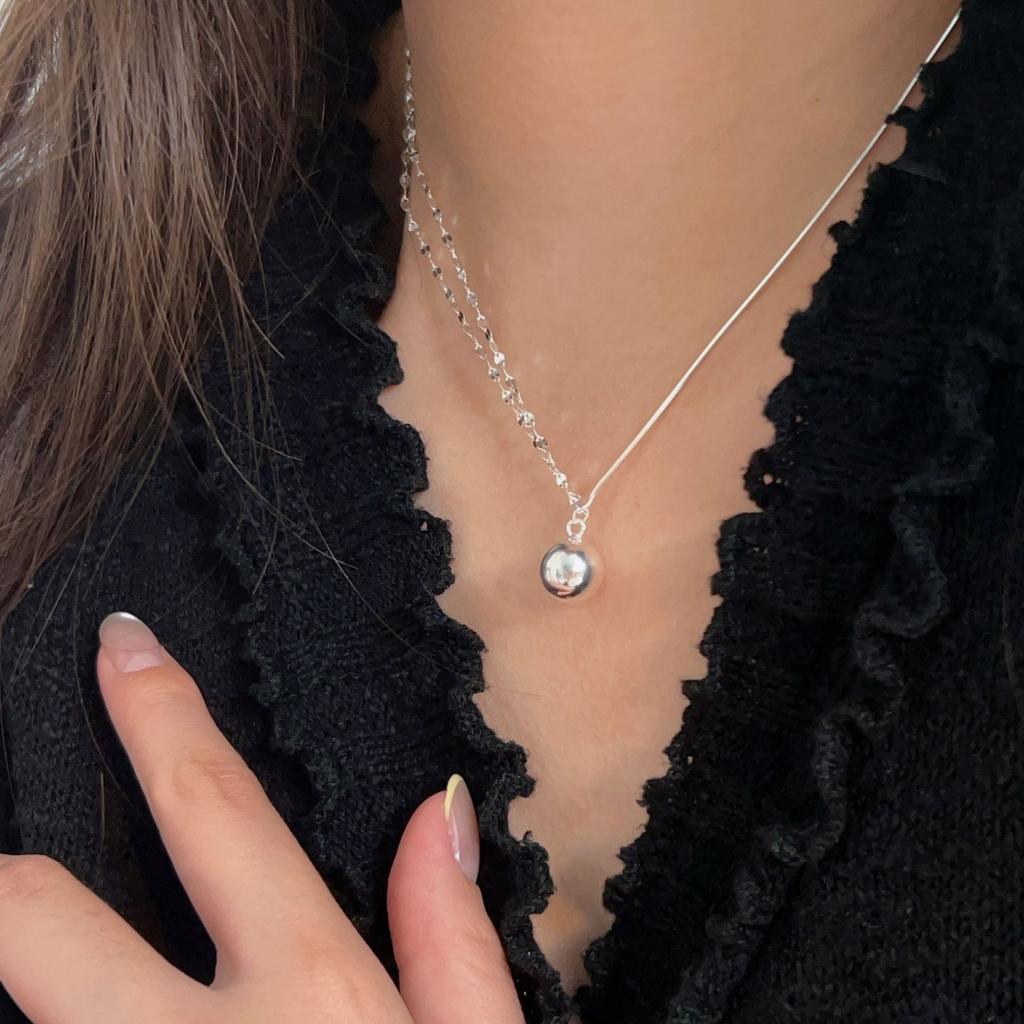 Ins Style Niche Design, High-end and Versatile, Light Luxury Splicing, Round Bead Necklace, Women's Collarbone Chain