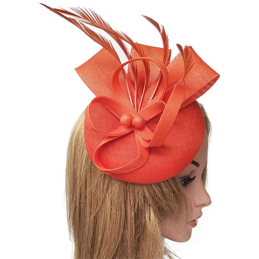 Tea Party Fascinator Hat for Party Wedding Women Feather Mesh Fascinator Hair Pin Hat Big Flower Church Cap Headdress