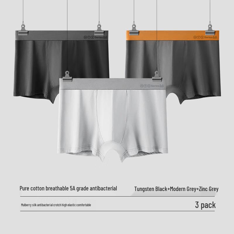 Hengyuanxiang Men's 5A Cotton Antibacterial Boxer Briefs