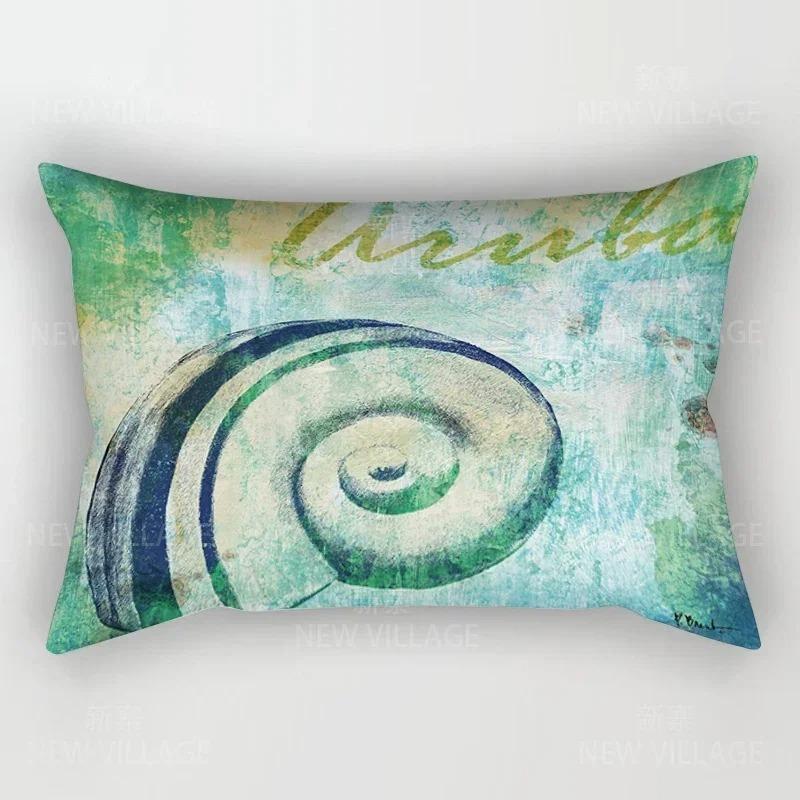 Home Decor Seashells & Starfish Beach-Themed Pillow Covers Pattern Cushion Cover Suitable for Sofa Bedroom Car Pillow Cover