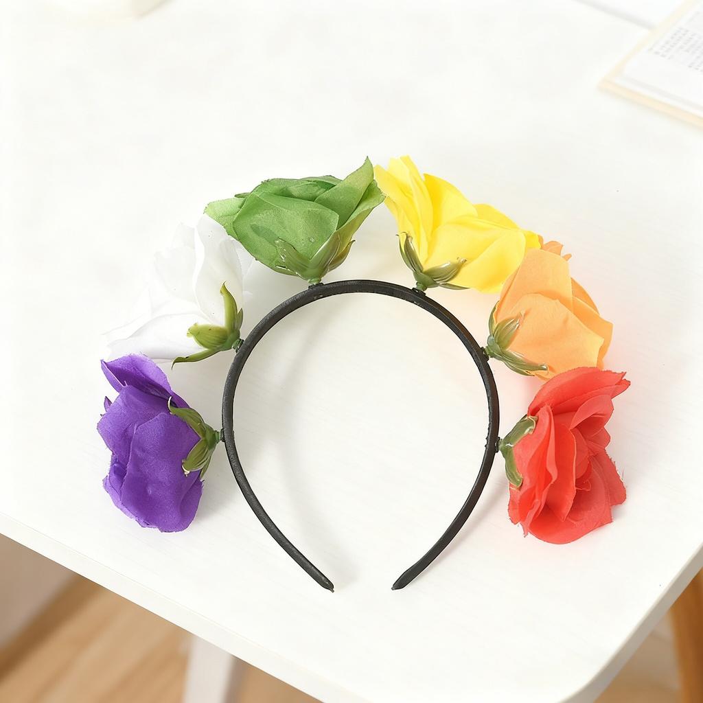 1pc Carnival Rose Flower Headbands, Bridal Headbands, Holiday Hair Accessories, Holiday Party Simulation Flower Hair Accessories