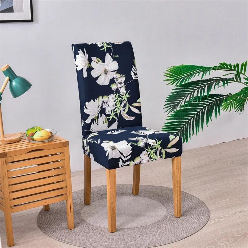 Dining Chair Covers Floral Printed Chair Slipcovers AntiDirty Seat Protector For Banquet Wedding Kitchen 1/2/4/6Pcs Elactic