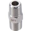 304 Stainless Steel Forged Hex Nipple, 1/4" NPT X 1/4" NPT Male Threaded Pipe Fitting