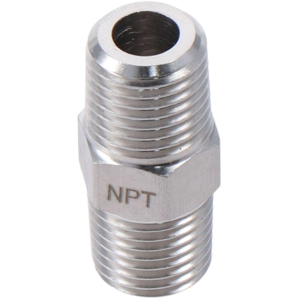 

304 Stainless Steel Forged Hex Nipple, 1/4 NPT x 1/4 NPT Male Threaded Pipe Fitting 1/4 inch срібний