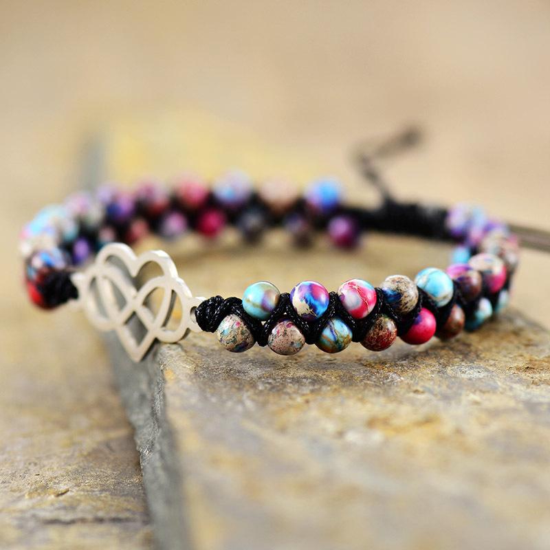 BLINGBAY Women's Bracelets New Heart-shaped Double Hand-woven Bracelet Adjustable Bracelet Girls Party Birthday Jewelry Gift