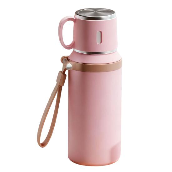 Stainless Steel Water Bottle with Tea Infuser Double Wall Vacuum Drink Container Leak-Proof Portable 600ml Insulated Coffee Tumbler for Hot Cold