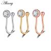 Alisouy 1pc Zirconia Fake Piercing Clip Nose Ring Body Jewelry for Women Ear Cuffs Heart Cross Star Leaf Flowers Clip Nose Rings