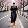New, Summer Fashion Crew Neck Solid Color Lace-up Dress Women's Clothing
