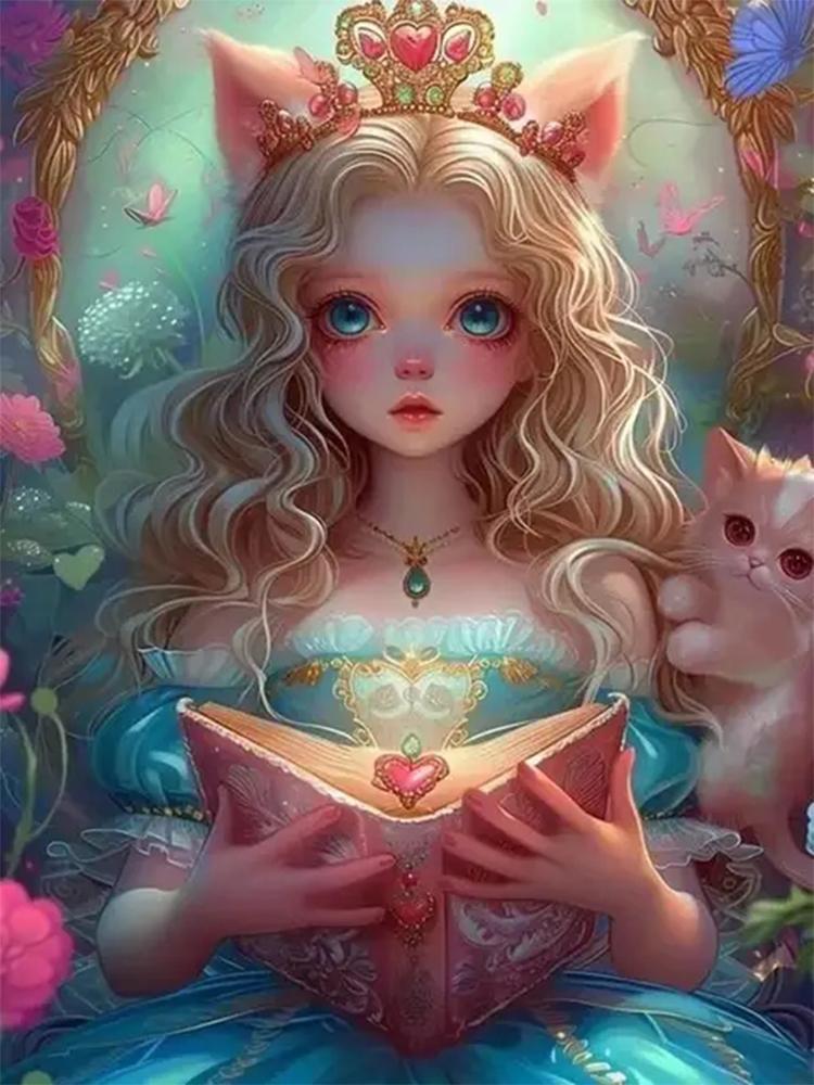 Diy 5D Diamond Painting Cartoon Princess Cat Mosaic Art Embroidery Girl Picture  Embroidered Wall Decoration Children's Gift