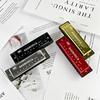 1pc Metal 10 Holes Chromatic Harmonica Black/Golden/Silvery Standard Vocal Range Portable Beginner's Introductory Instrument YMY