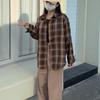 Women's Plaid Long Sleeve Korean Style Cardigan Shirt - Loose Retro Jacket for Spring and Autumn