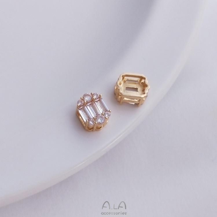 14K Gold-Filled Zircon Spacer Beads: Square, Round, Marquise, and Teardrop Shapes for DIY Jewelry
