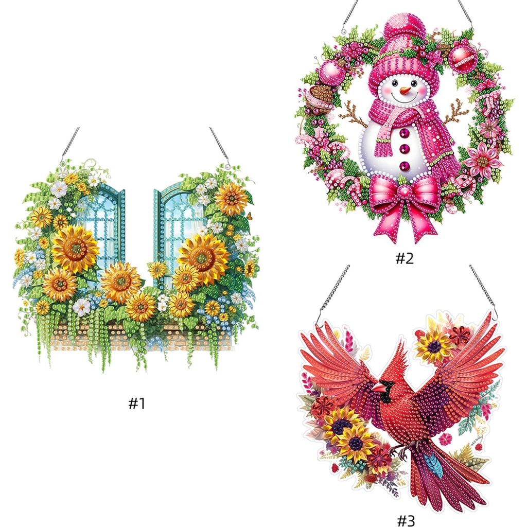 Acrylic Diamond Art Hanging Pendant Diamond Painting Hanging Pendant Rhinestone Diamond Art Window Pendants for Home Wall Decor