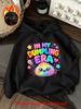 Kids Flower Dumpling Graphic Hoodie Cute Floral Food Printed Black Sweatshirt Girls Casual Loose Hooded Pullover Tops