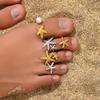 Women's Toe Ring Geometric Inlaid Pearl Starfish Beach Style Design Foot Ornaments Versatile High Sense
