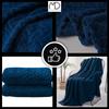 Navy Blue Embossed Polyester Throw Blanket 200x220 Cm - Modern Style for the Bedroom